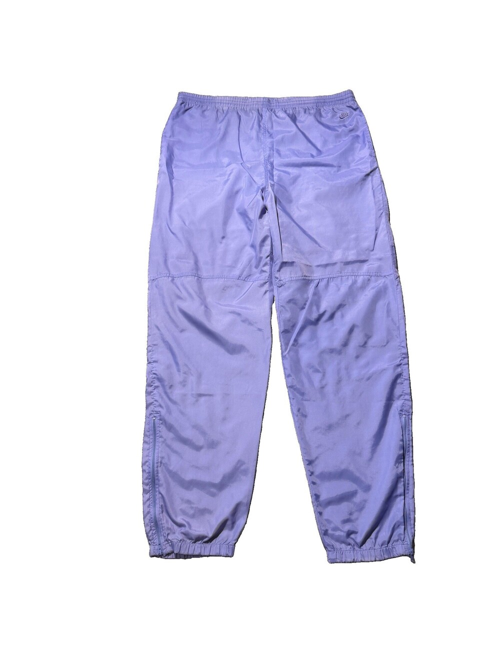 Vintage 90s Nike Nylon Track Pants Womens L Purple Ankle Zip Windbreaker VTG